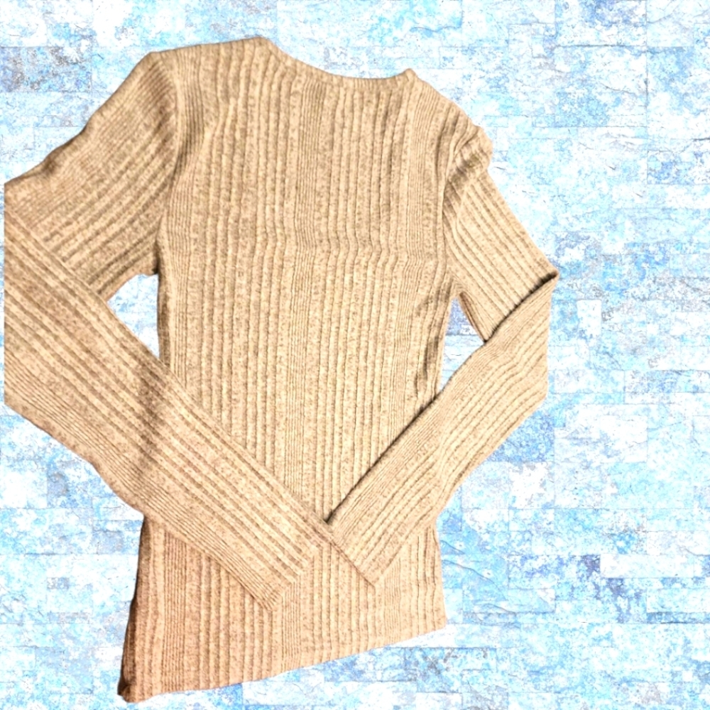 🎁MUDD Square Neck Gray Knit Long Sleeve Sweater-Size S - Picture 9 of 13